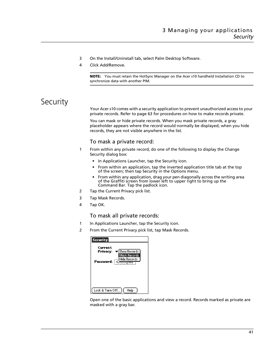 Security | Acer s10 User Manual | Page 59 / 338