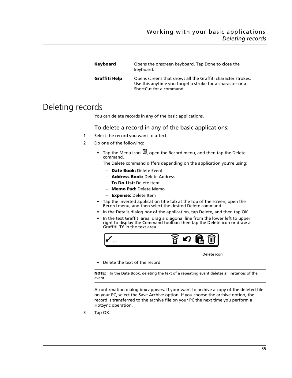 Deleting records | Acer s10 User Manual | Page 73 / 338