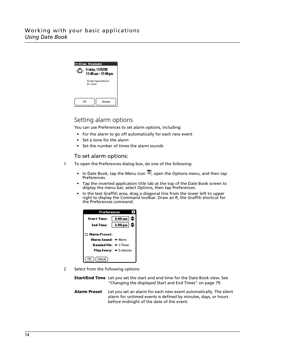 Setting alarm options | Acer s10 User Manual | Page 92 / 338