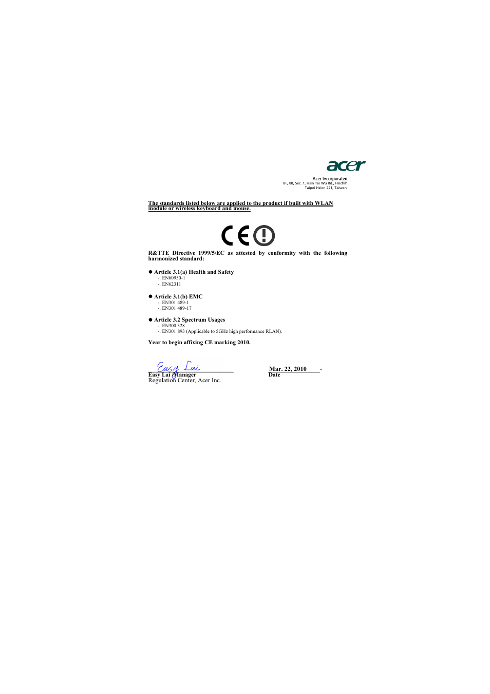 Acer K11 User Manual | Page 46 / 47