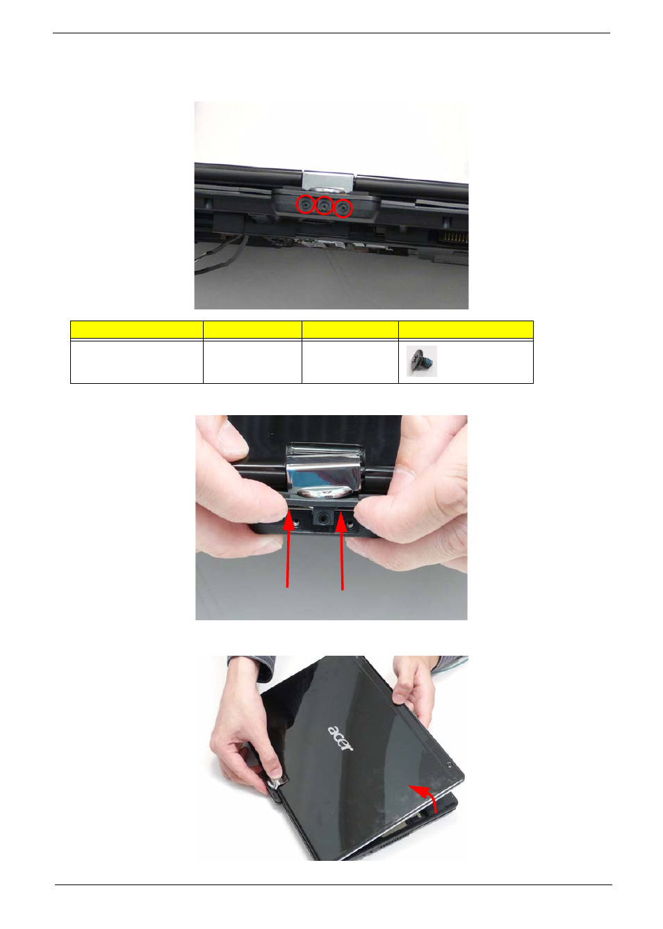 Removing the hinge covers | Acer 1820PT User Manual | Page 65 / 216