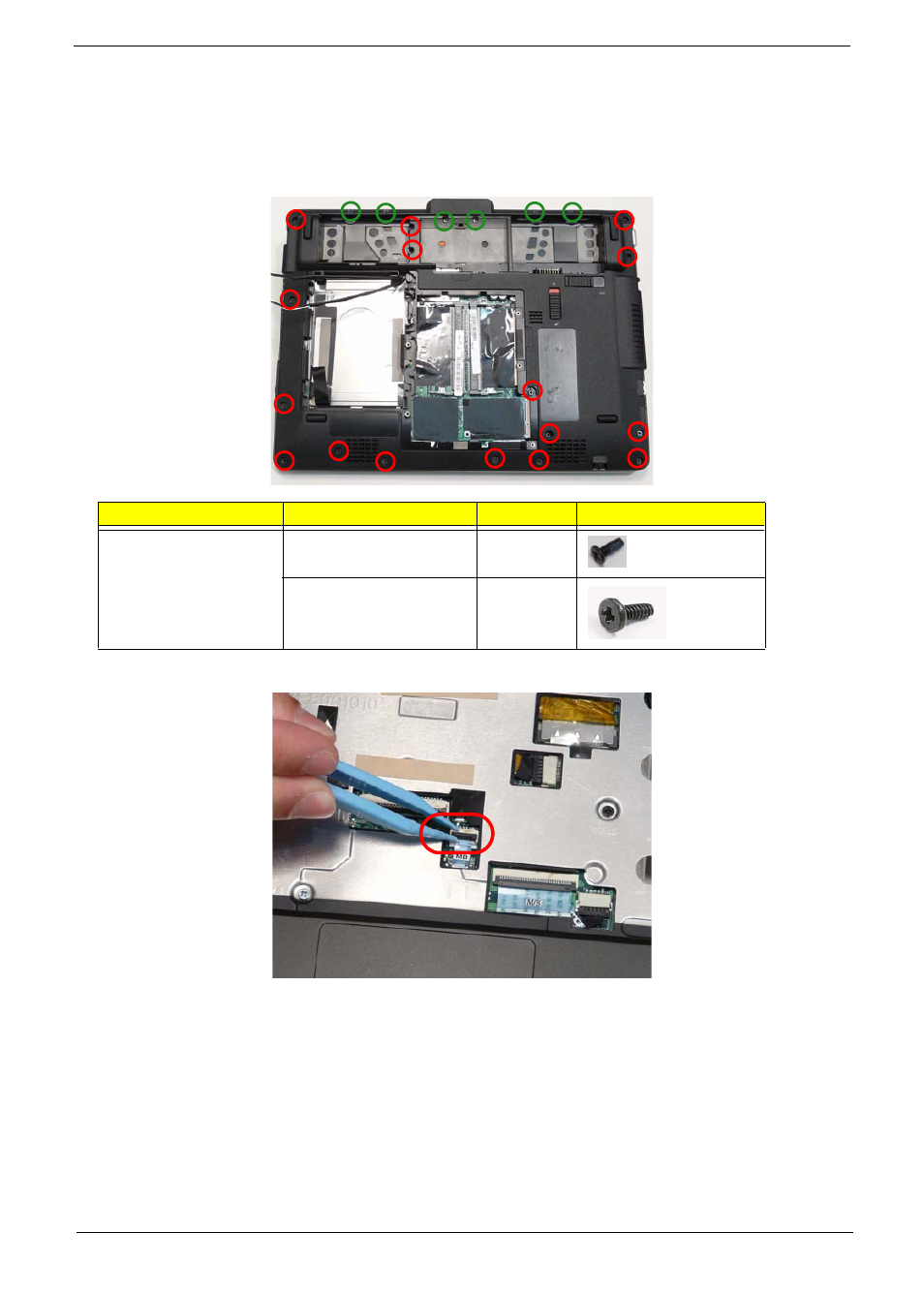 Removing the upper cover | Acer 1820PT User Manual | Page 67 / 216