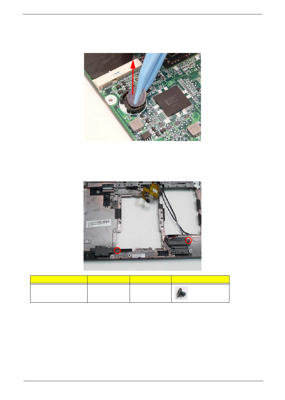 Removing the rtc battery, Removing the speaker modules | Acer 1820PT User Manual | Page 87 / 216
