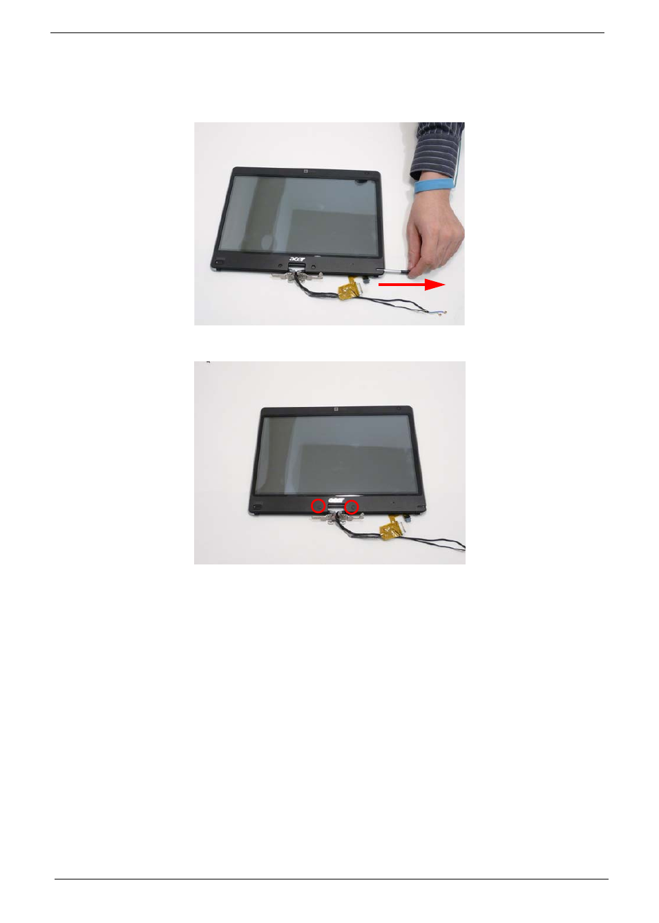 Removing the lcd bezel | Acer 1820PT User Manual | Page 92 / 216