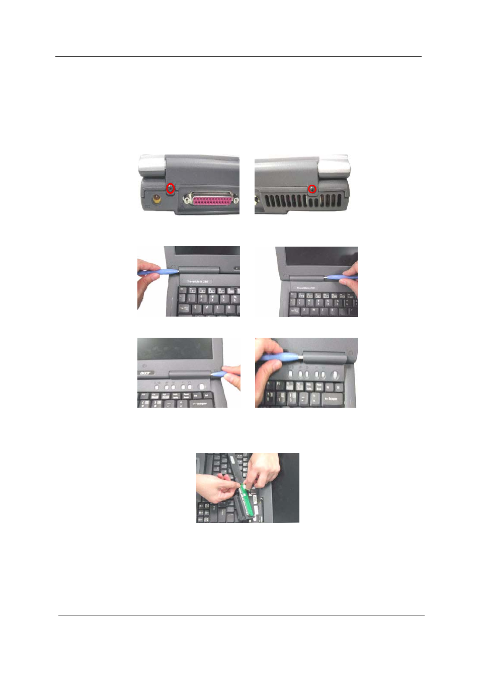 Disassembling the lcd, Removing the middle cover, Removing the launch board | Acer 230 User Manual | Page 76 / 164