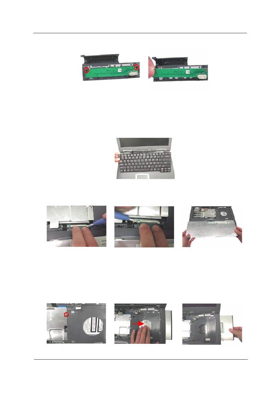 Removing the keyboard, Removing the cd-rom drive module | Acer 230 User Manual | Page 77 / 164