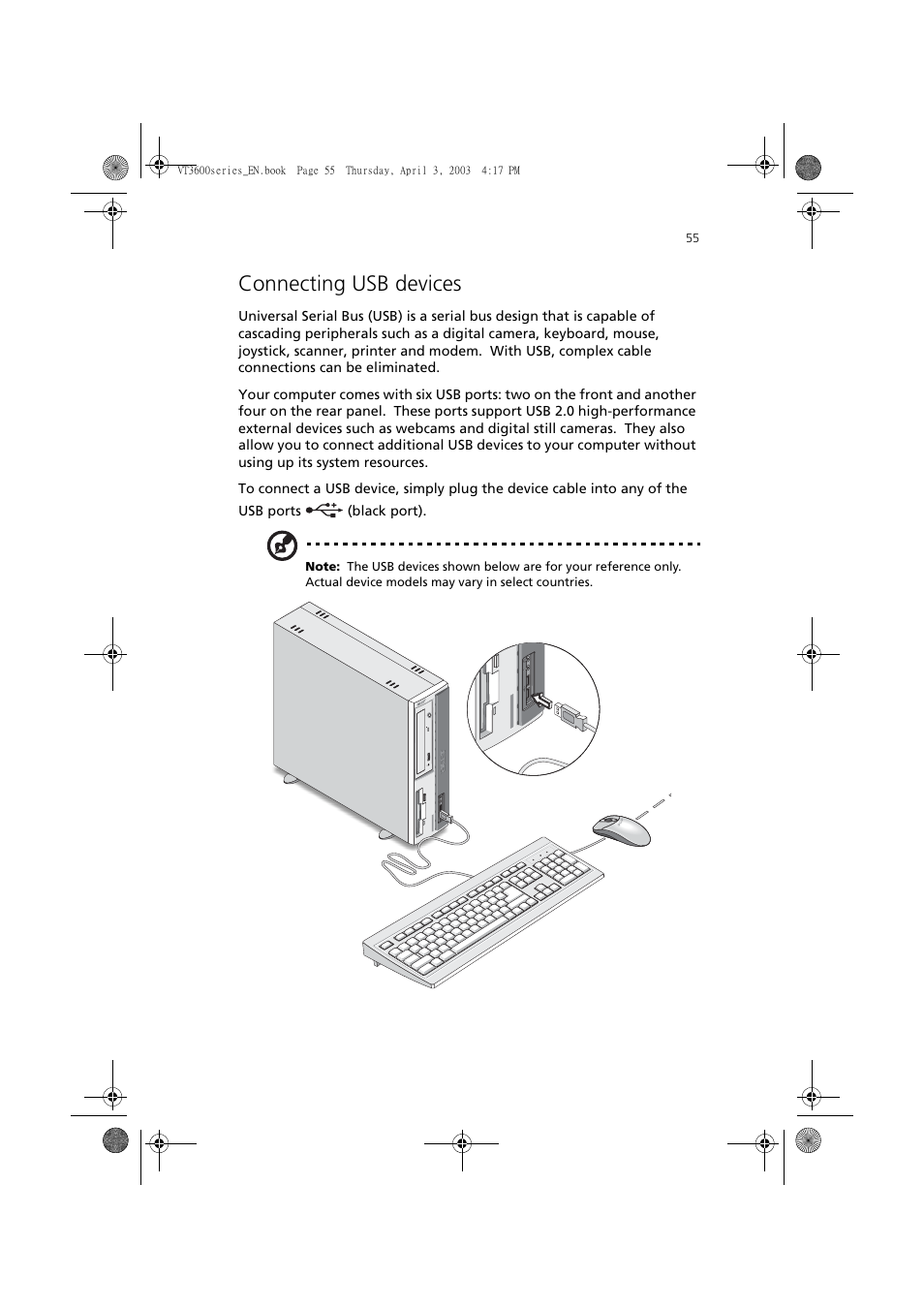 Connecting usb devices | Acer 3600 Series User Manual | Page 61 / 122