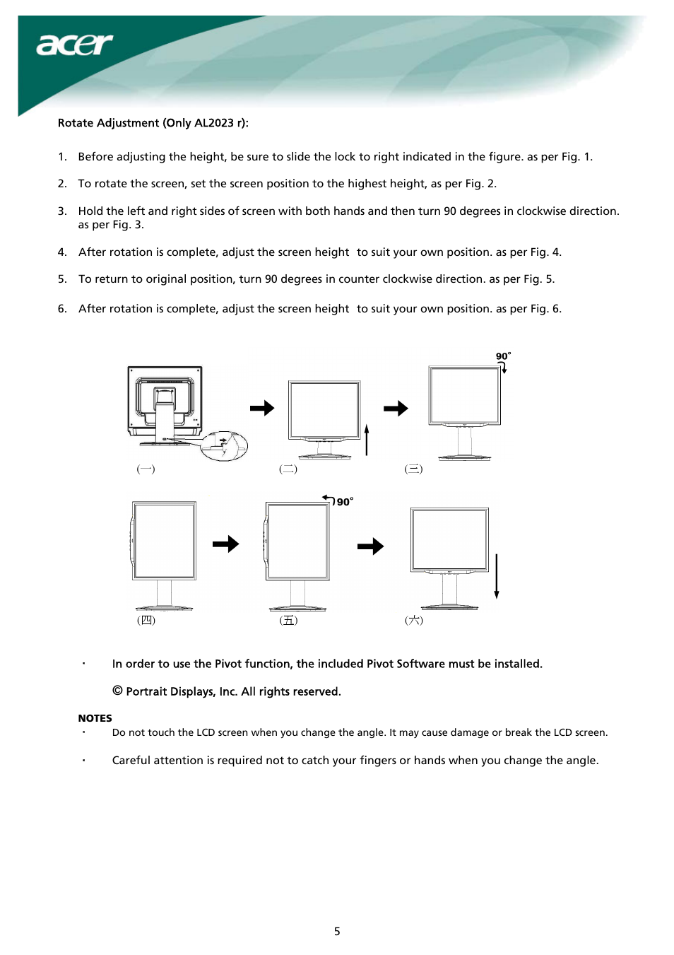 Acer AL2023 h User Manual | Page 5 / 12