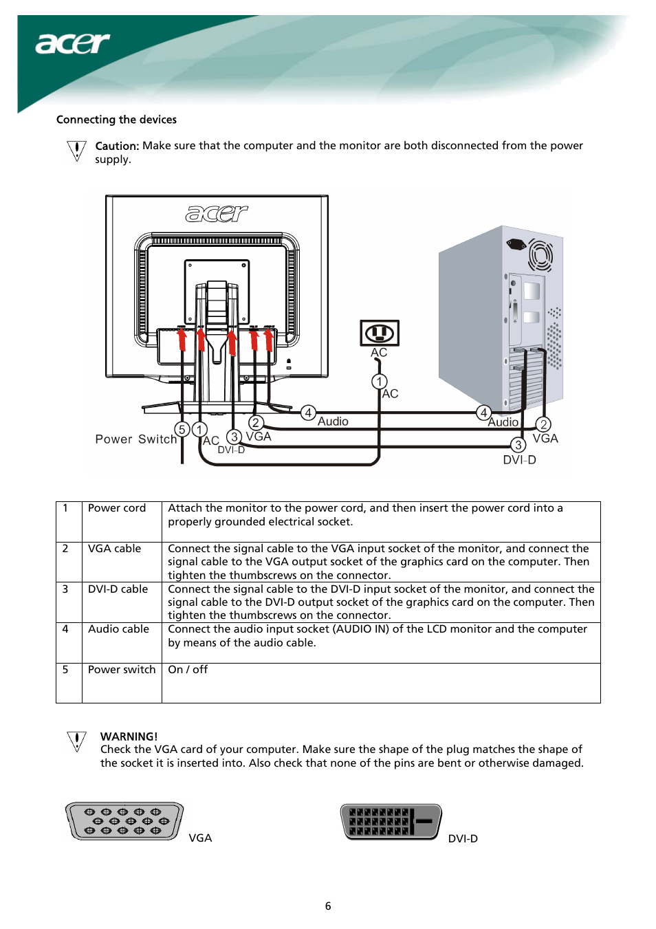 Acer AL2023 h User Manual | Page 6 / 12