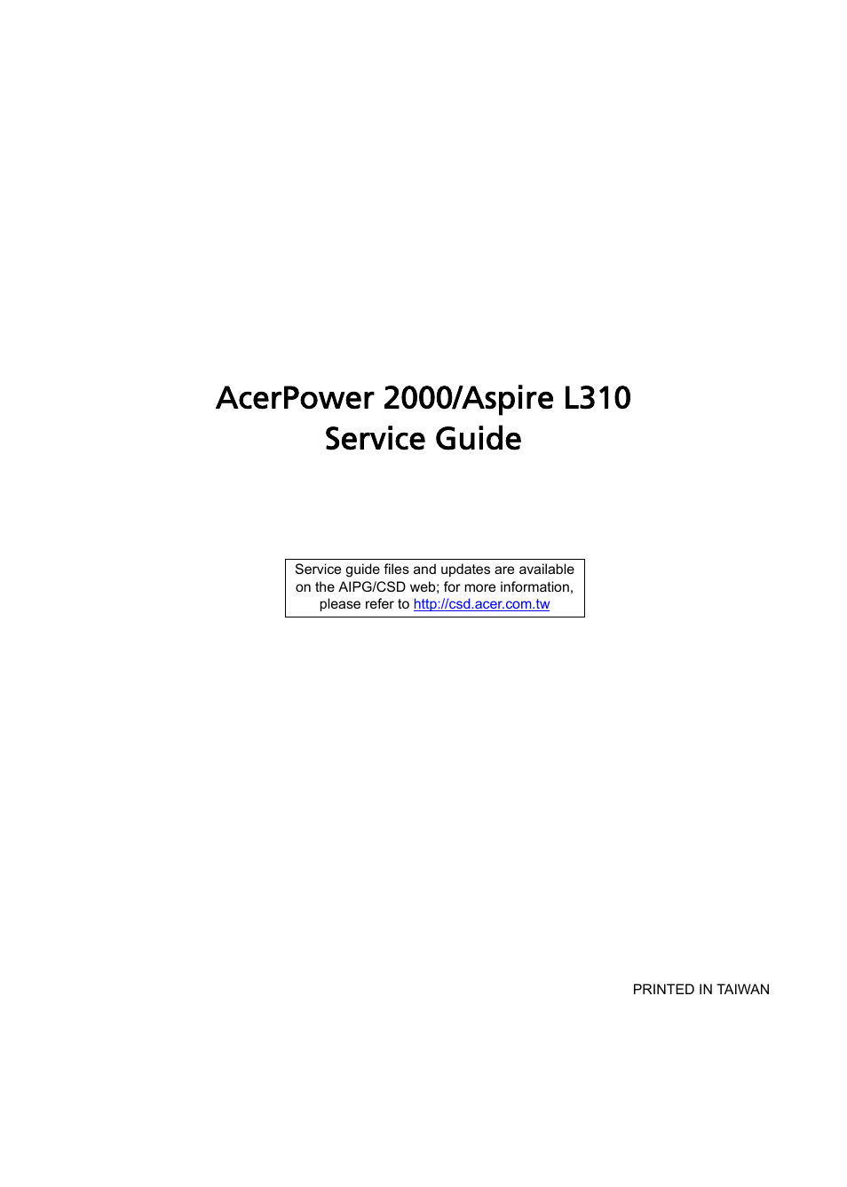 Acer Aspire L310 User Manual | 117 pages