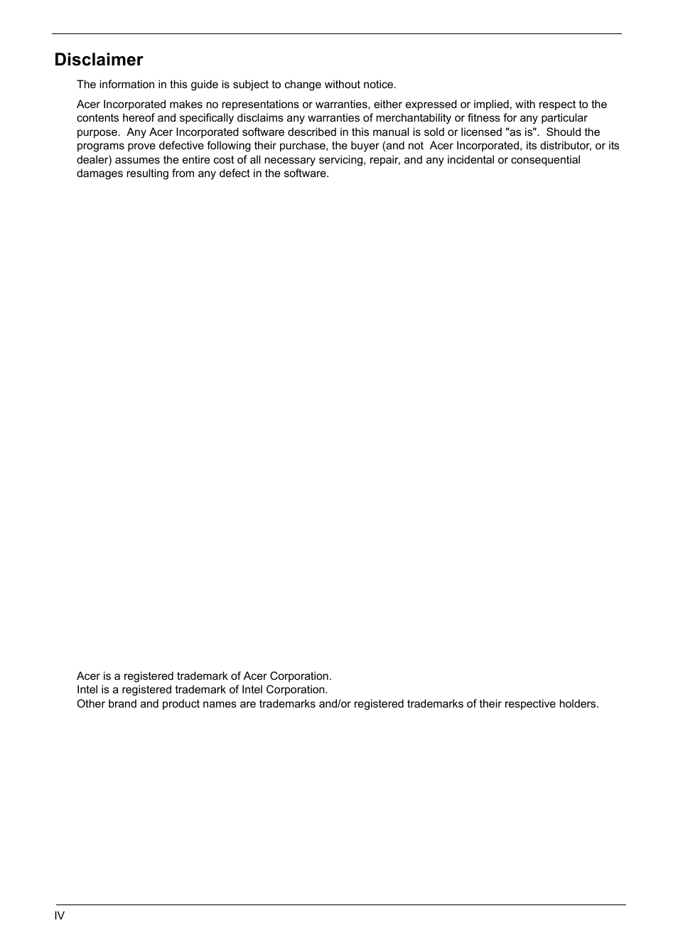 Disclaimer | Acer Aspire L310 User Manual | Page 4 / 117