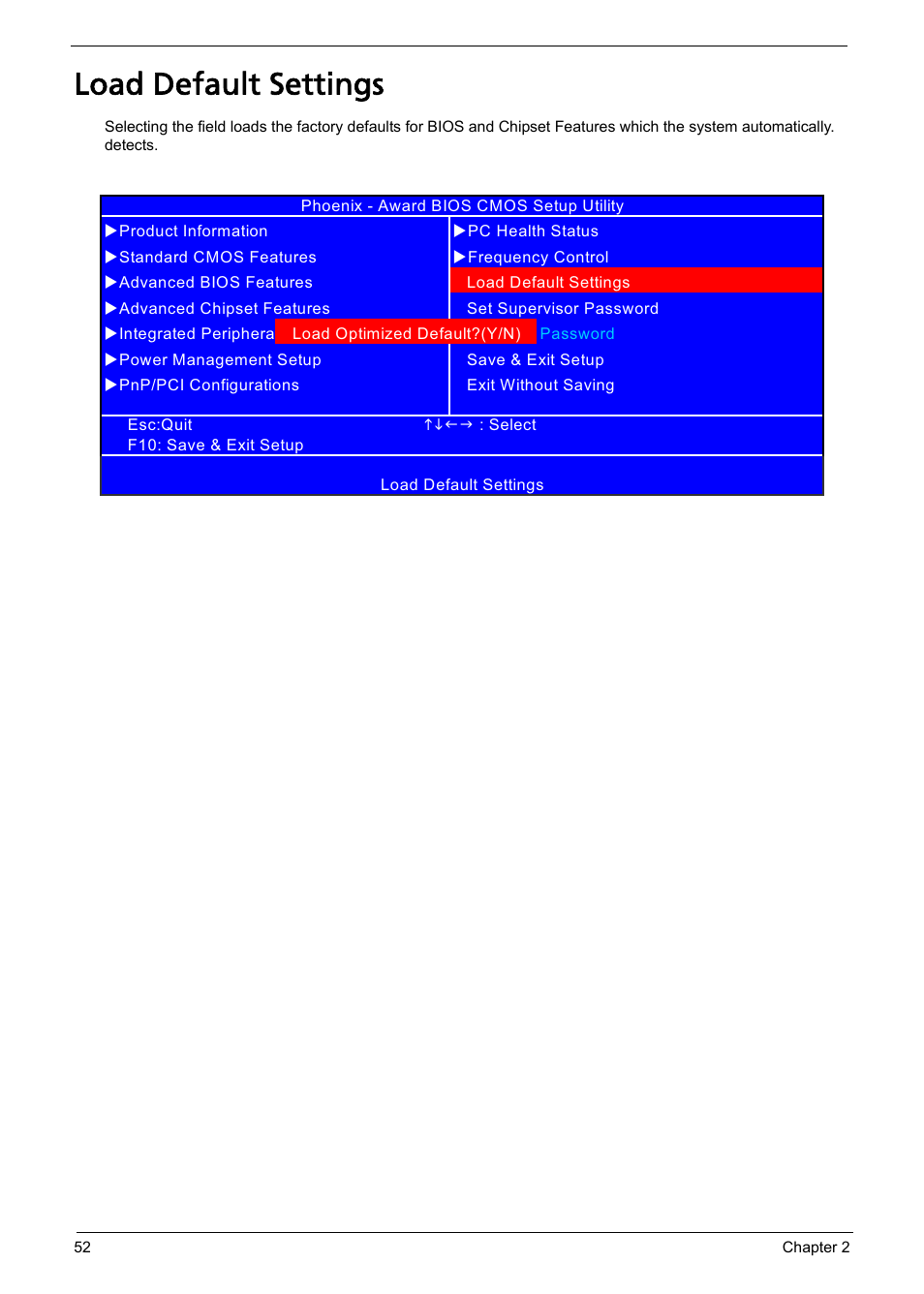 Load default settings | Acer Aspire L310 User Manual | Page 60 / 117