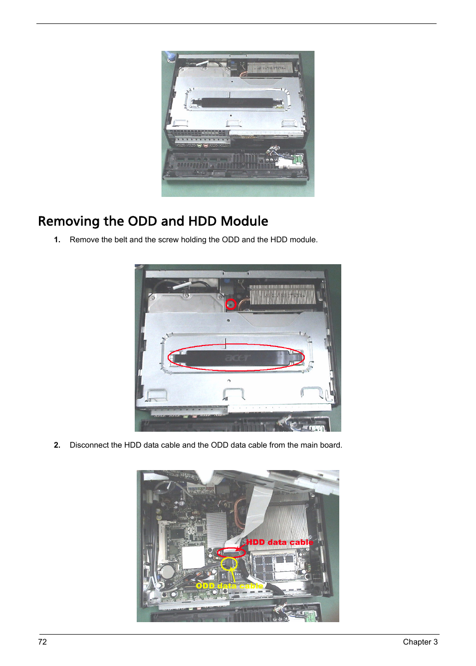 Removing the odd and hdd module | Acer Aspire L310 User Manual | Page 80 / 117