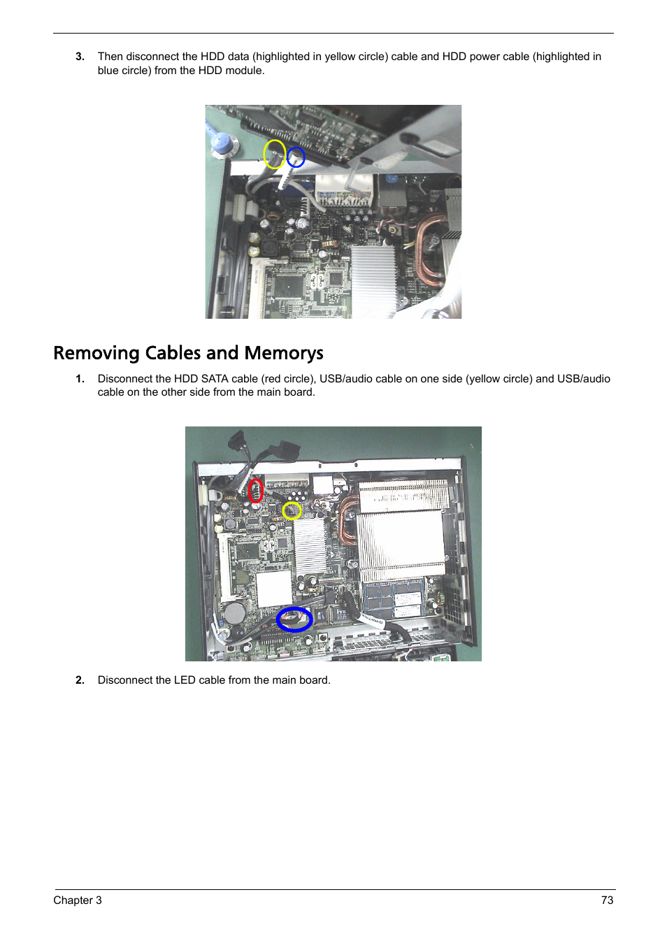 Removing cables and memorys | Acer Aspire L310 User Manual | Page 81 / 117