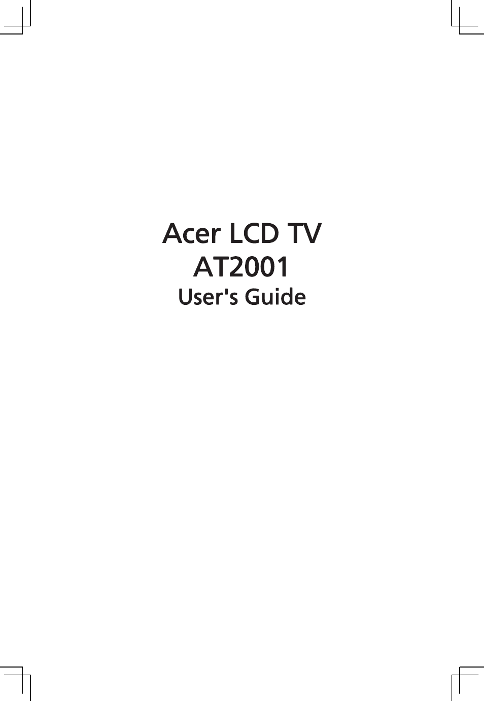 Acer AT2001 User Manual | 34 pages