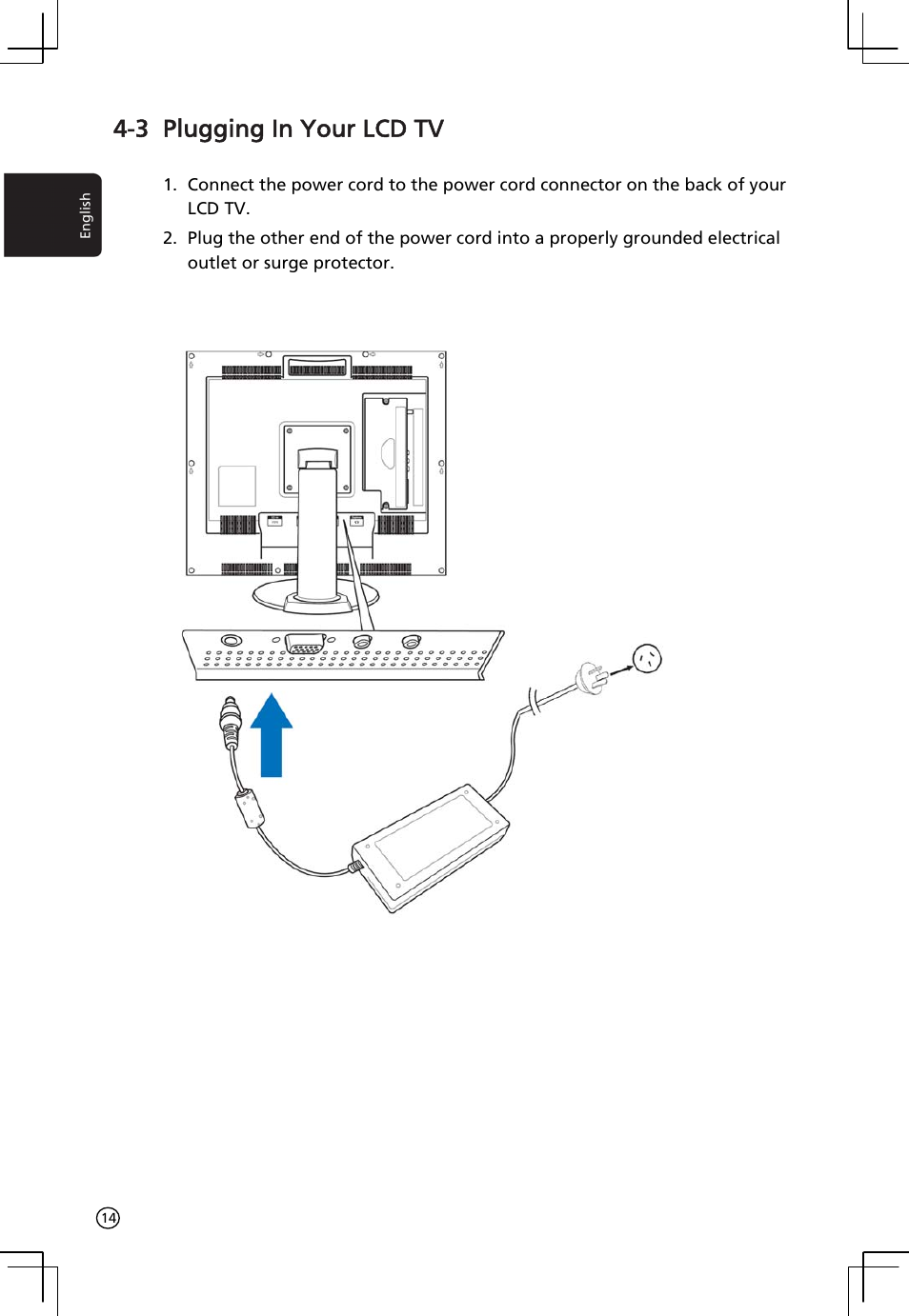 3 plugging in your lcd tv | Acer AT2001 User Manual | Page 14 / 34