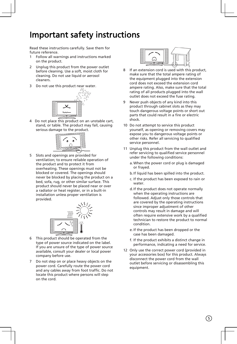 Important safety instructions | Acer AT2001 User Manual | Page 5 / 34