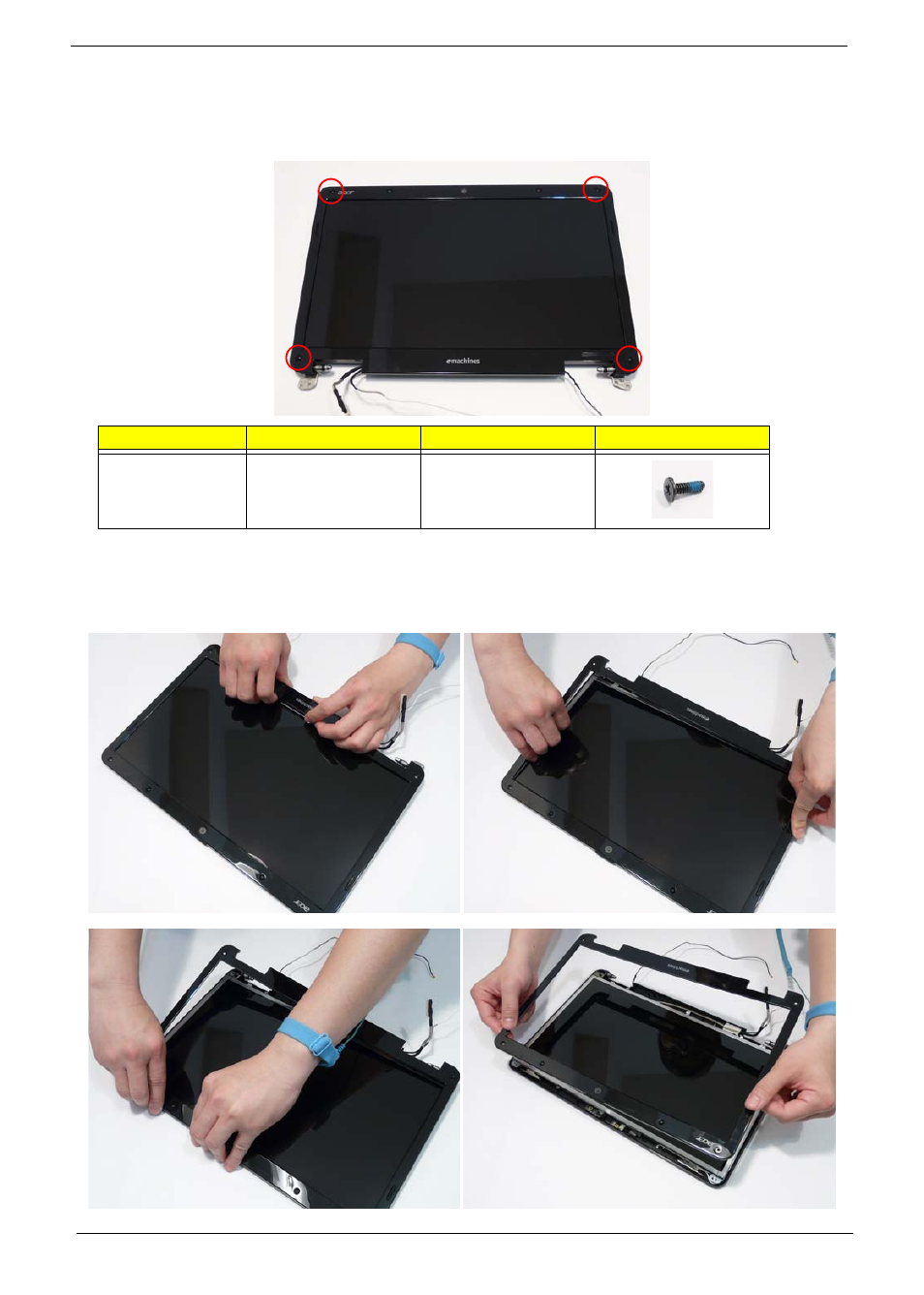 Removing the lcd bezel | Acer 5517 User Manual | Page 90 / 182