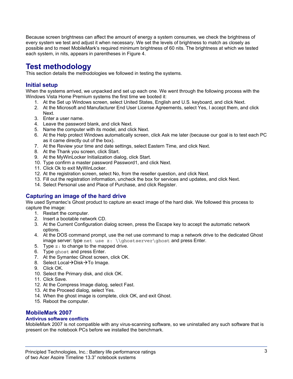 Test methodology | Acer 3810T User Manual | Page 3 / 12