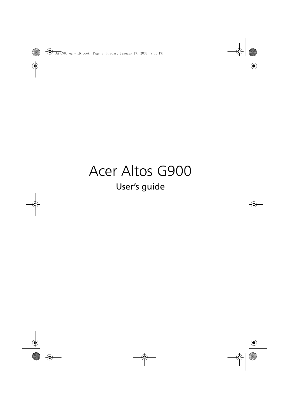 Acer Altos G901 User Manual | 244 pages