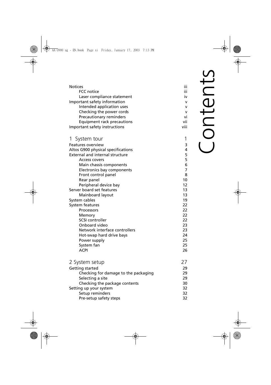 Acer Altos G901 User Manual | Page 11 / 244