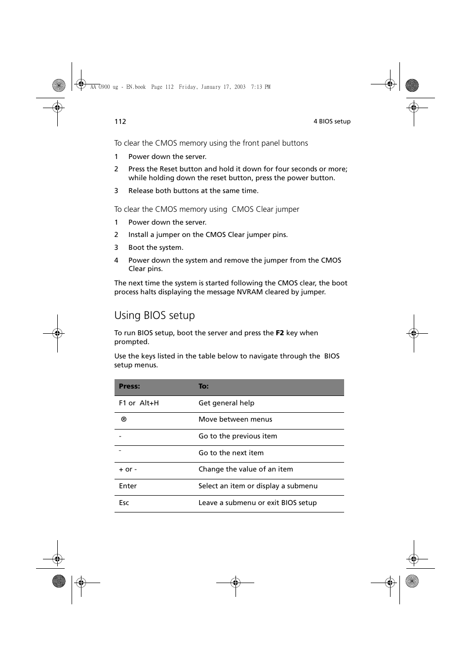Using bios setup | Acer Altos G901 User Manual | Page 128 / 244