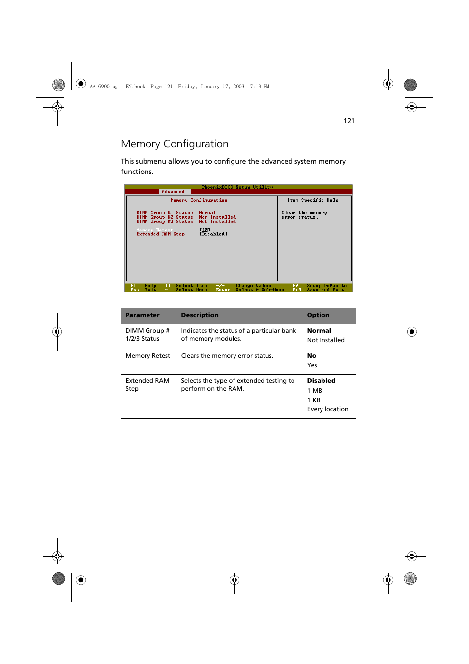 Memory configuration | Acer Altos G901 User Manual | Page 137 / 244