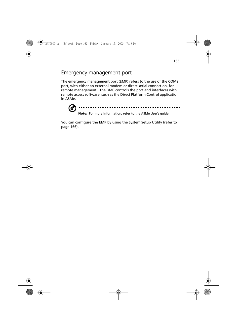 Emergency management port | Acer Altos G901 User Manual | Page 181 / 244
