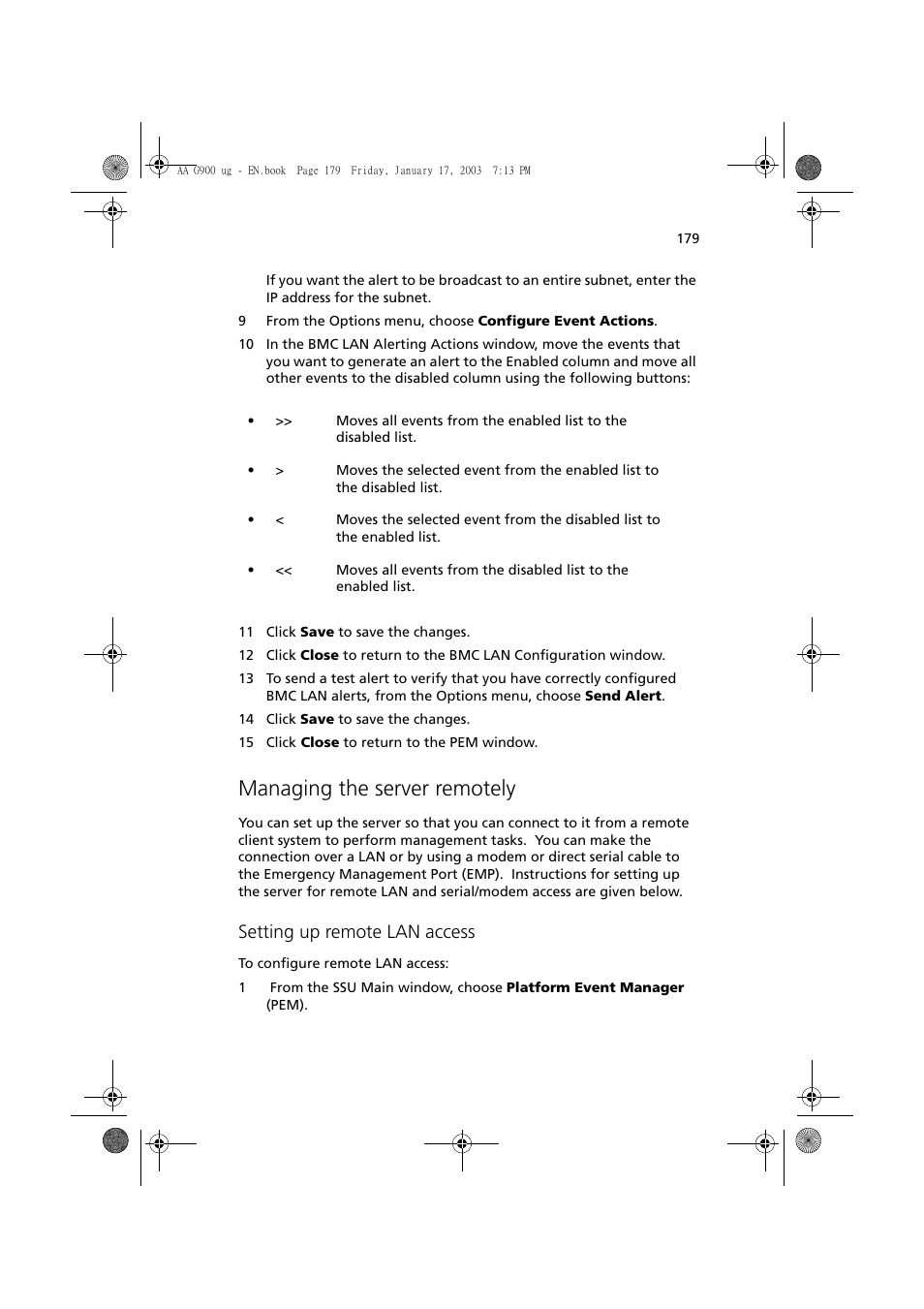 Managing the server remotely, Setting up remote lan access | Acer Altos G901 User Manual | Page 195 / 244