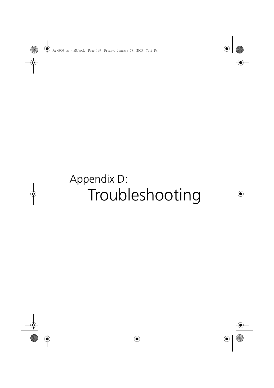 Appendix d: troubleshooting, Troubleshooting | Acer Altos G901 User Manual | Page 215 / 244