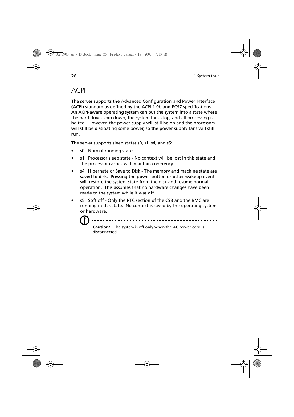 Acpi | Acer Altos G901 User Manual | Page 42 / 244