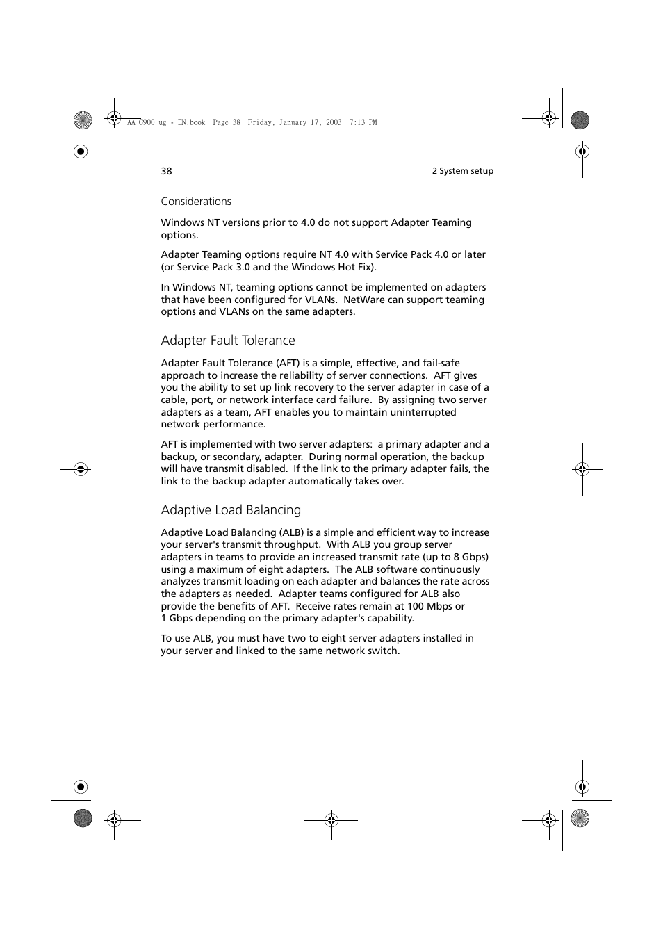 Adapter fault tolerance, Adaptive load balancing | Acer Altos G901 User Manual | Page 54 / 244