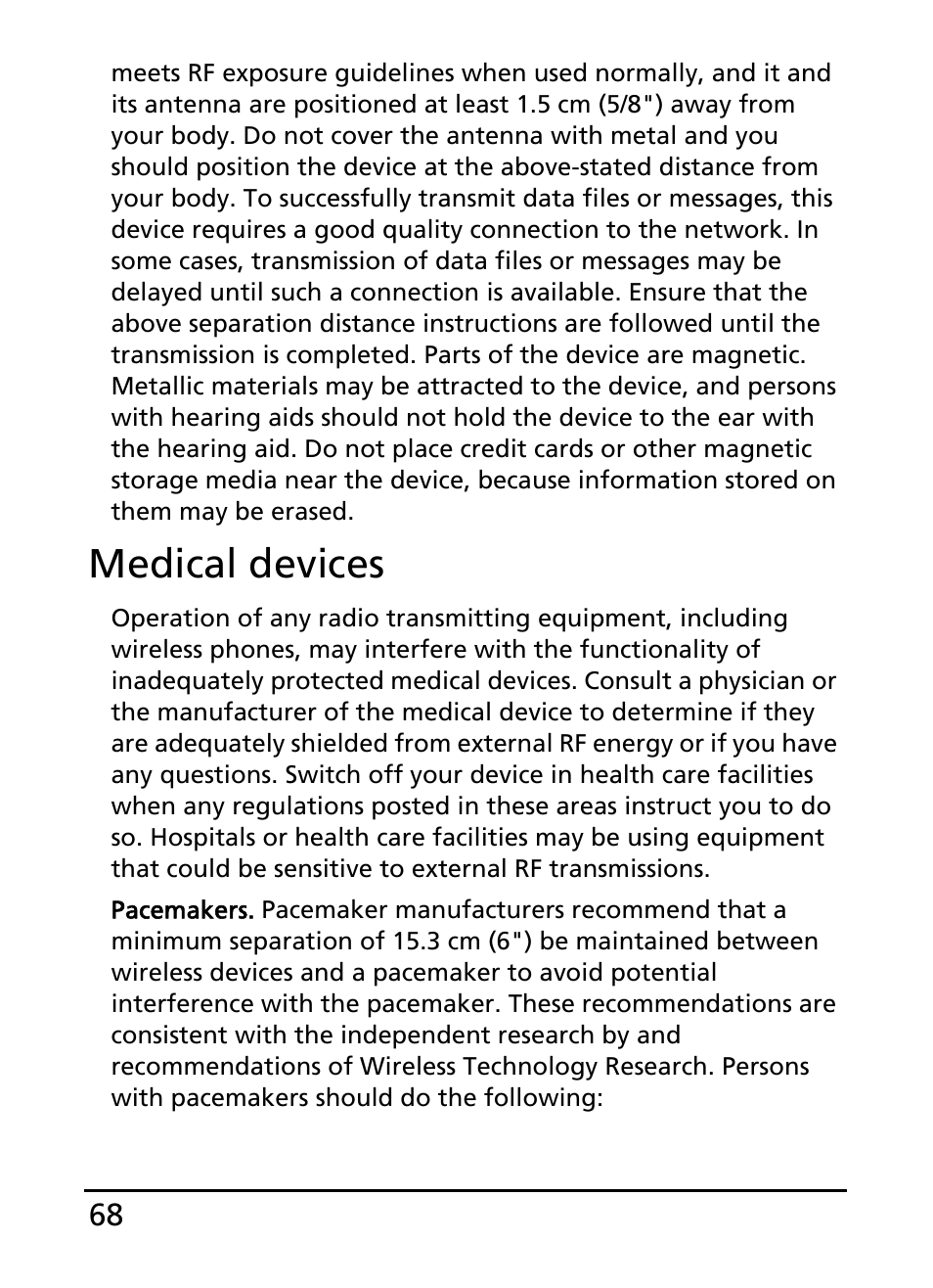 Medical devices | Acer S100 User Manual | Page 68 / 80