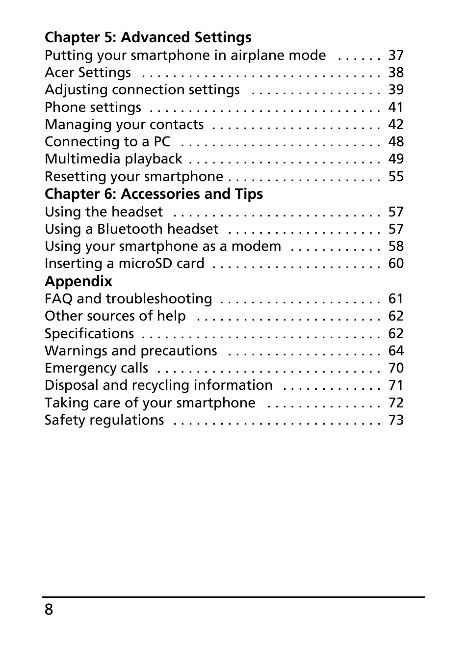 Acer S100 User Manual | Page 8 / 80