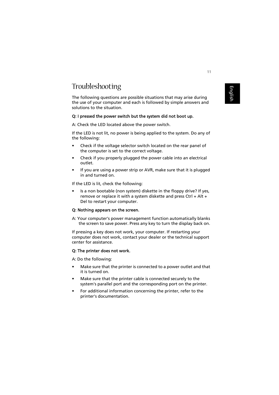 Troubleshooting | Acer Aspire T320 User Manual | Page 19 / 22