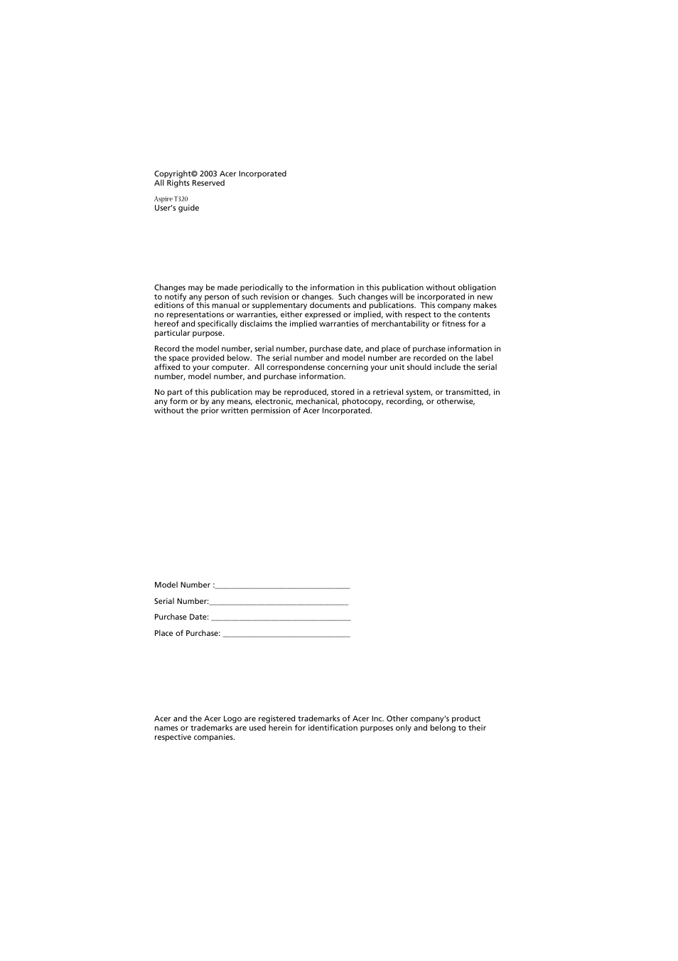 Acer Aspire T320 User Manual | Page 2 / 22