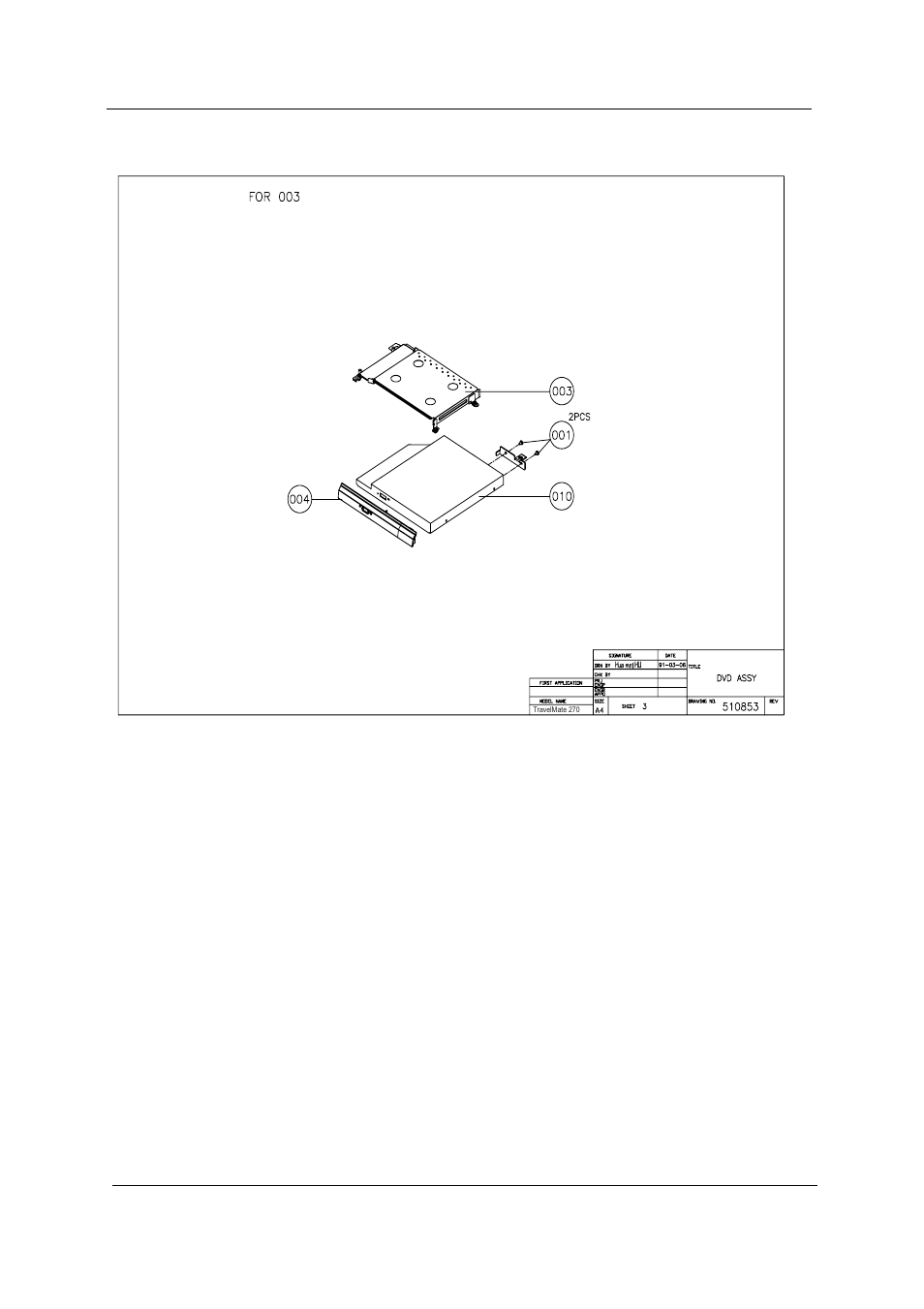Dvd assy | Acer 530 User Manual | Page 102 / 132