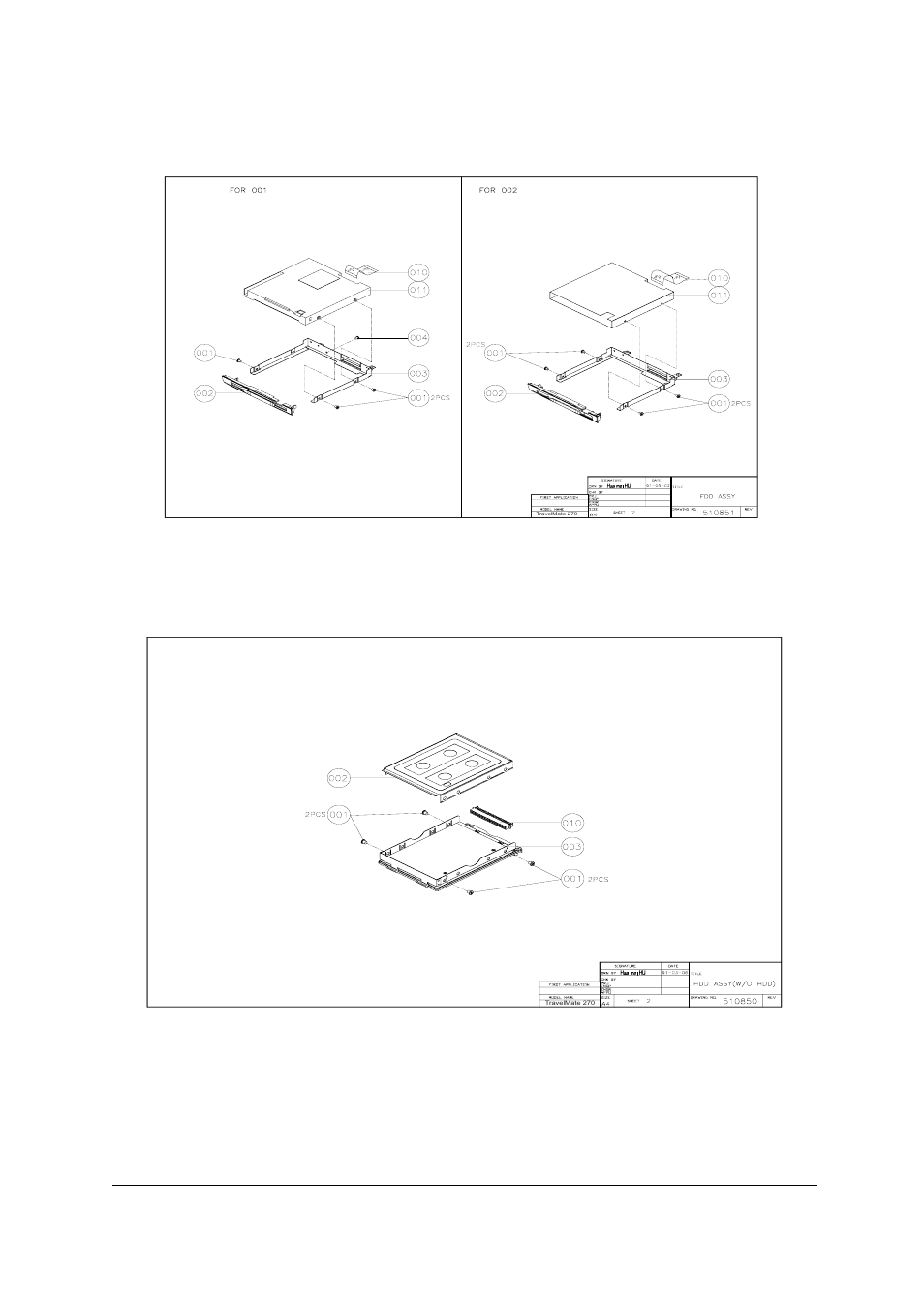 Fdd assy hdd (w/o hdd) assy | Acer 530 User Manual | Page 103 / 132