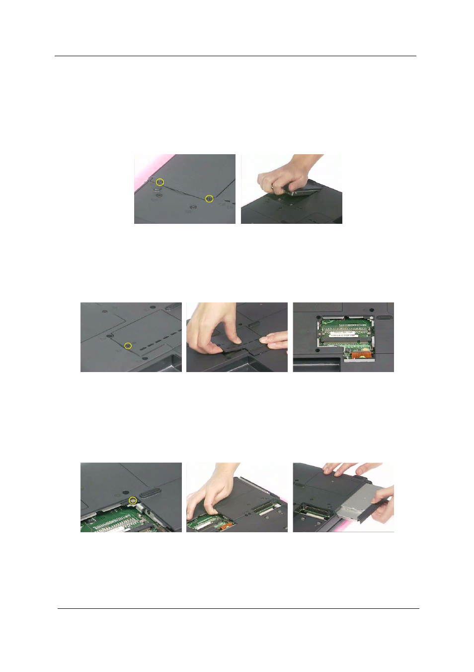 Removing the hdd module, Removing the memory, Removing the optical module | Acer 530 User Manual | Page 66 / 132