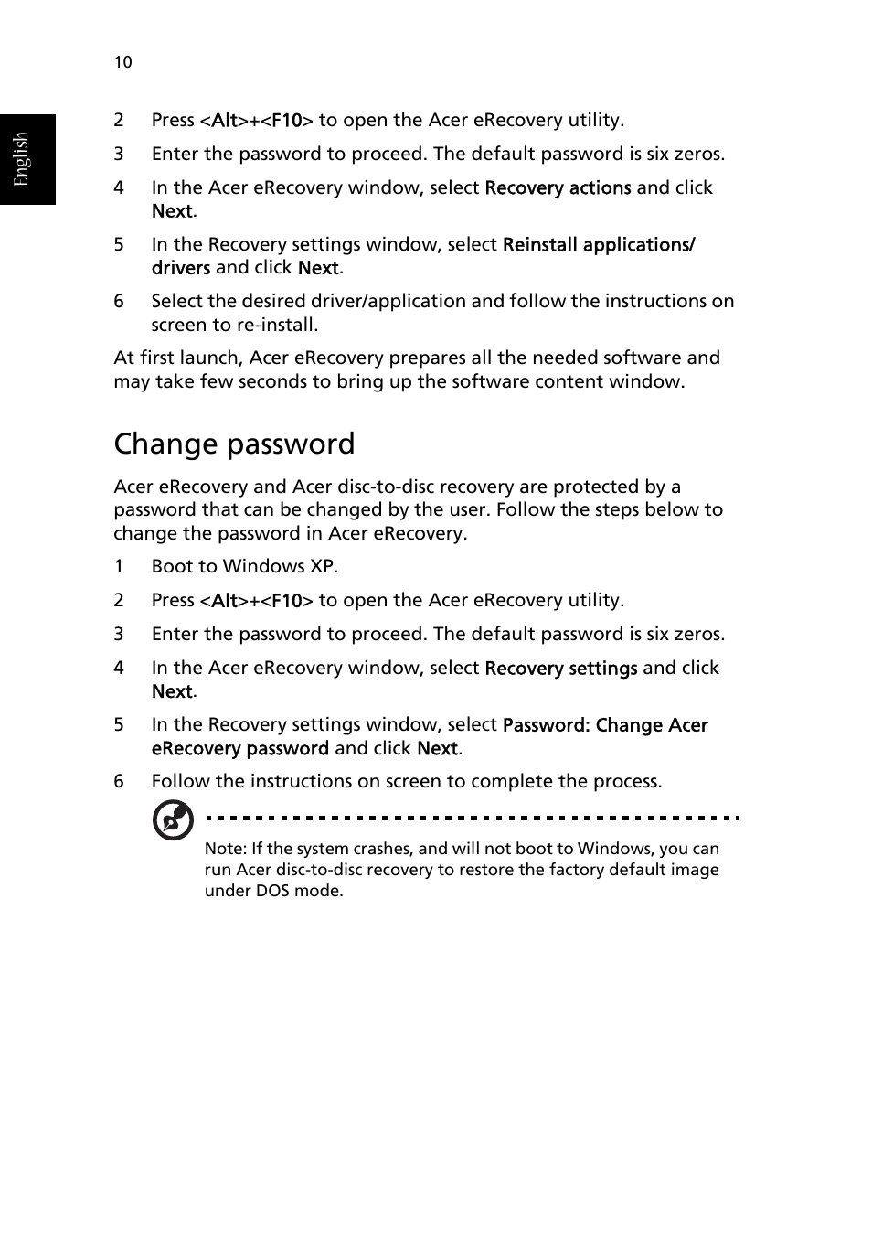 Change password | Acer Aspire T630 User Manual | Page 14 / 28