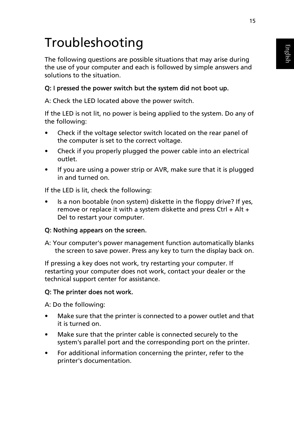 Troubleshooting | Acer Aspire T630 User Manual | Page 19 / 28