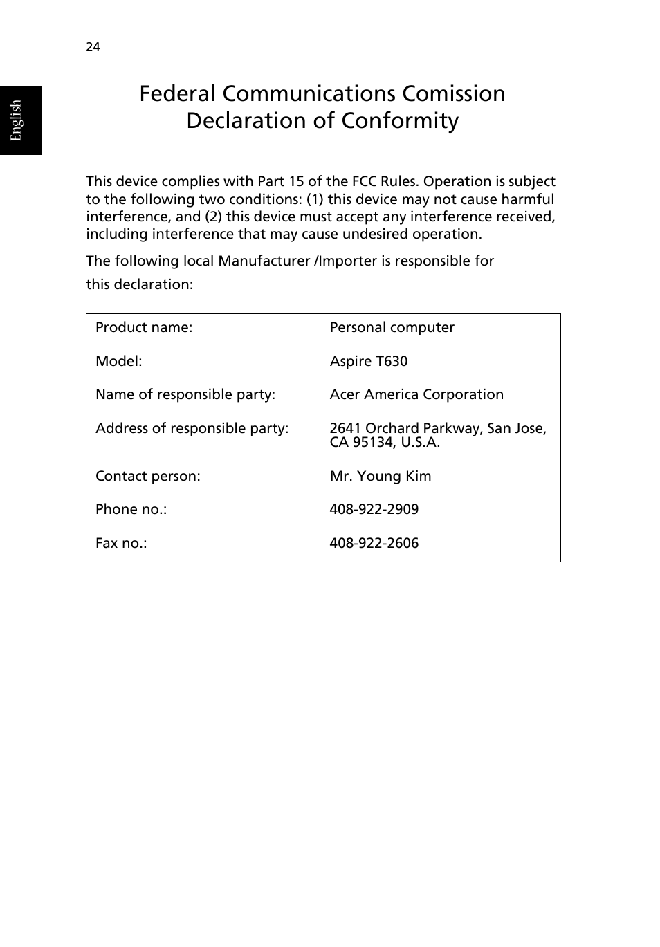 Acer Aspire T630 User Manual | Page 28 / 28