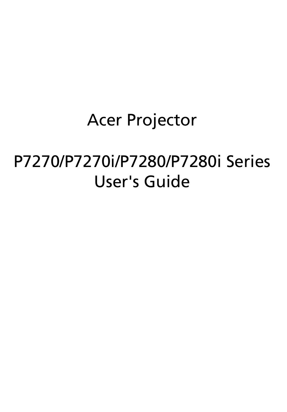 Acer P7280i Series User Manual | 61 pages