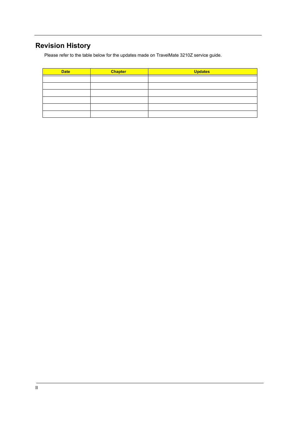 Revision history | Acer 3210Z User Manual | Page 2 / 102