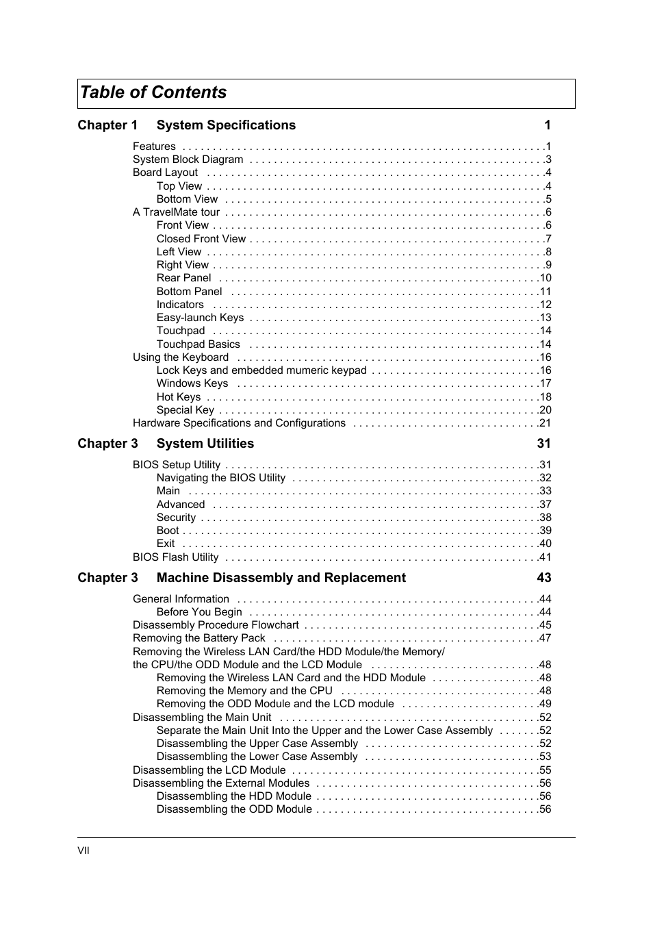 Acer 3210Z User Manual | Page 7 / 102
