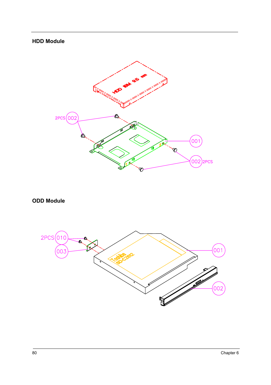 Hdd module, Odd module | Acer 3210Z User Manual | Page 88 / 102