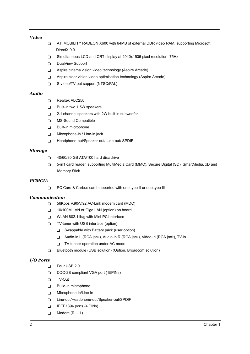 Acer 1800 User Manual | Page 10 / 97