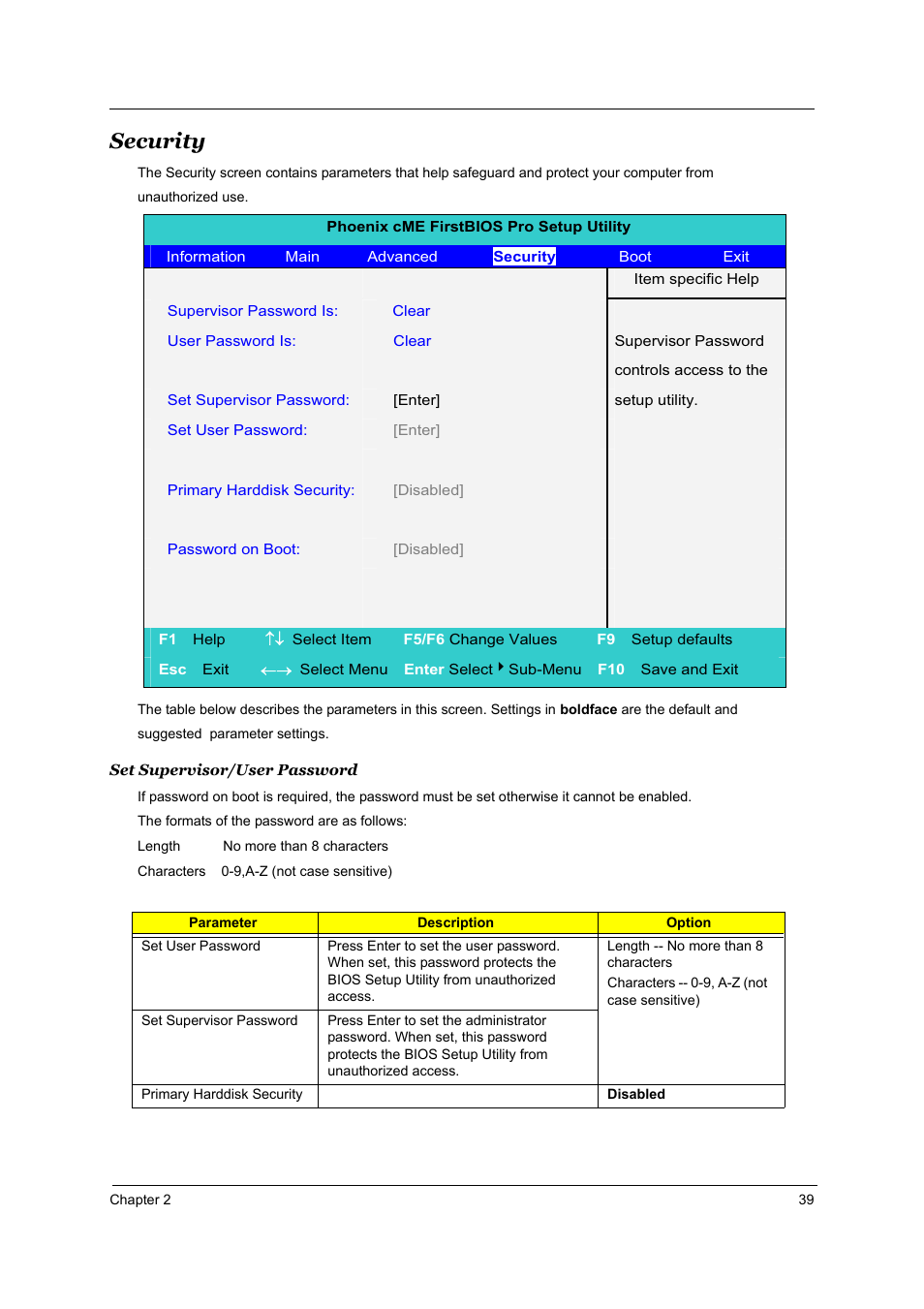 Security | Acer 1800 User Manual | Page 47 / 97