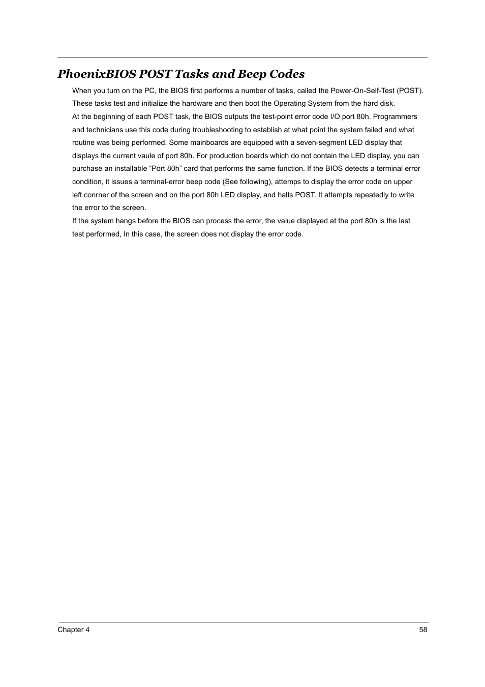 Phoenixbios post tasks and beep codes | Acer 1800 User Manual | Page 66 / 97