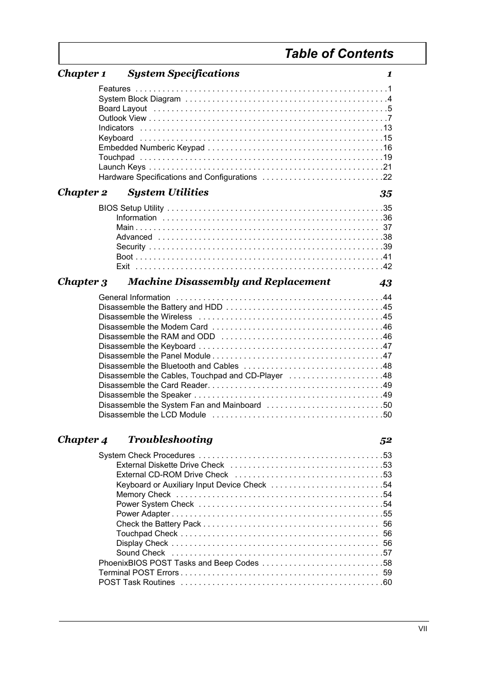 Acer 1800 User Manual | Page 7 / 97